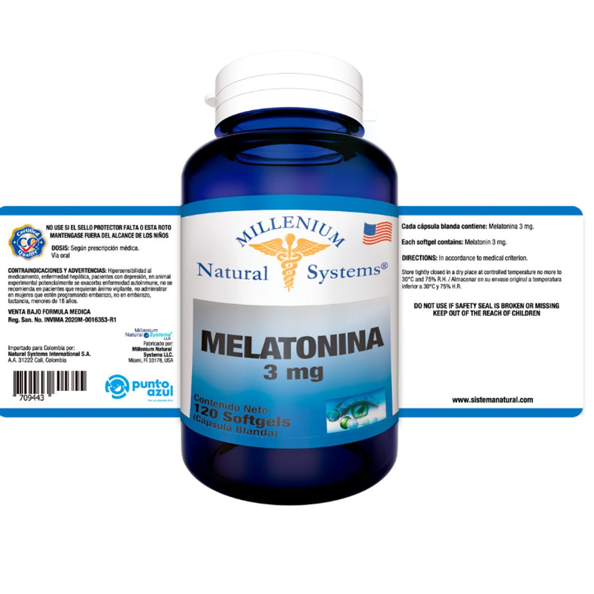 NATURAL SYSTEM - SUPLEMENTO MULTIVITAMINICO X 120 SOFTGELS / MELATONINA