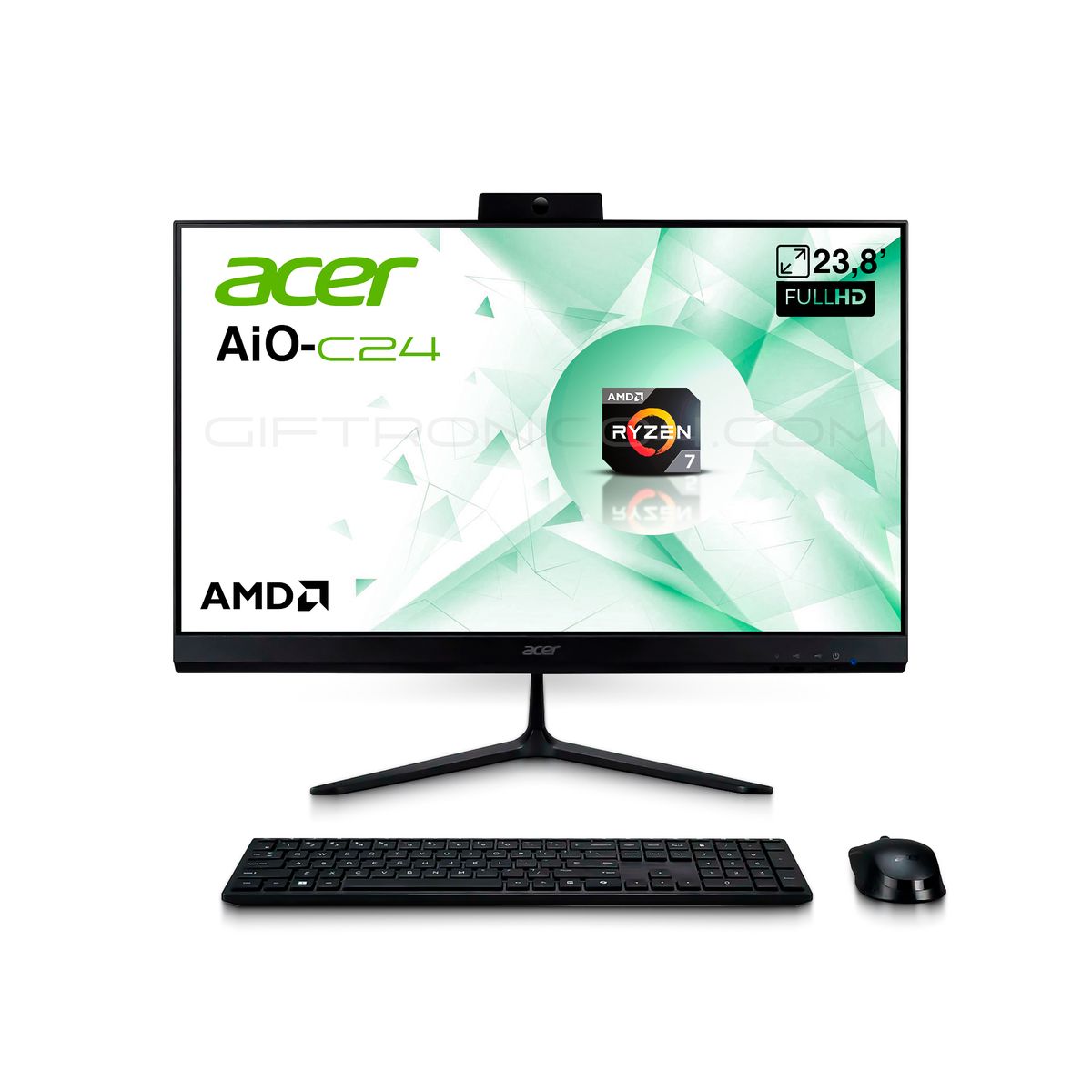 ACER - Aio Acer Aspire C24-2G-LR14  238′ FHD  AMD R7-5825U  8GB RAM 512GB SSD  Negro