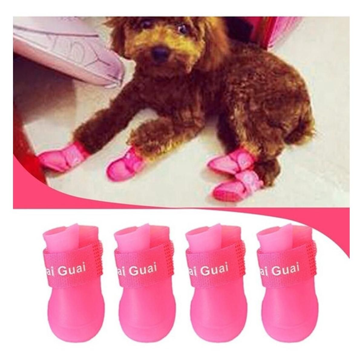 GENERICO - 4 Zapatos Impermeables Lluvia Perro Mascota Talla M Rosado