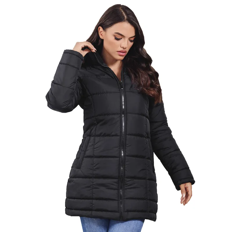 GENERICO - Chaqueta Abrigo Dama Tipo Gaban Impermeable Acolchada Cuello Alto Urbana Ligera