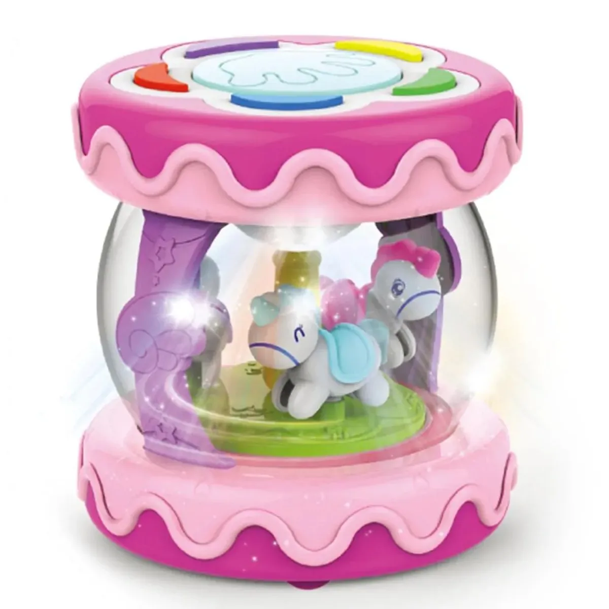 GENERICO - Juguete Didactico Musical Bebe Niña Tambor Luces Grande Rosado