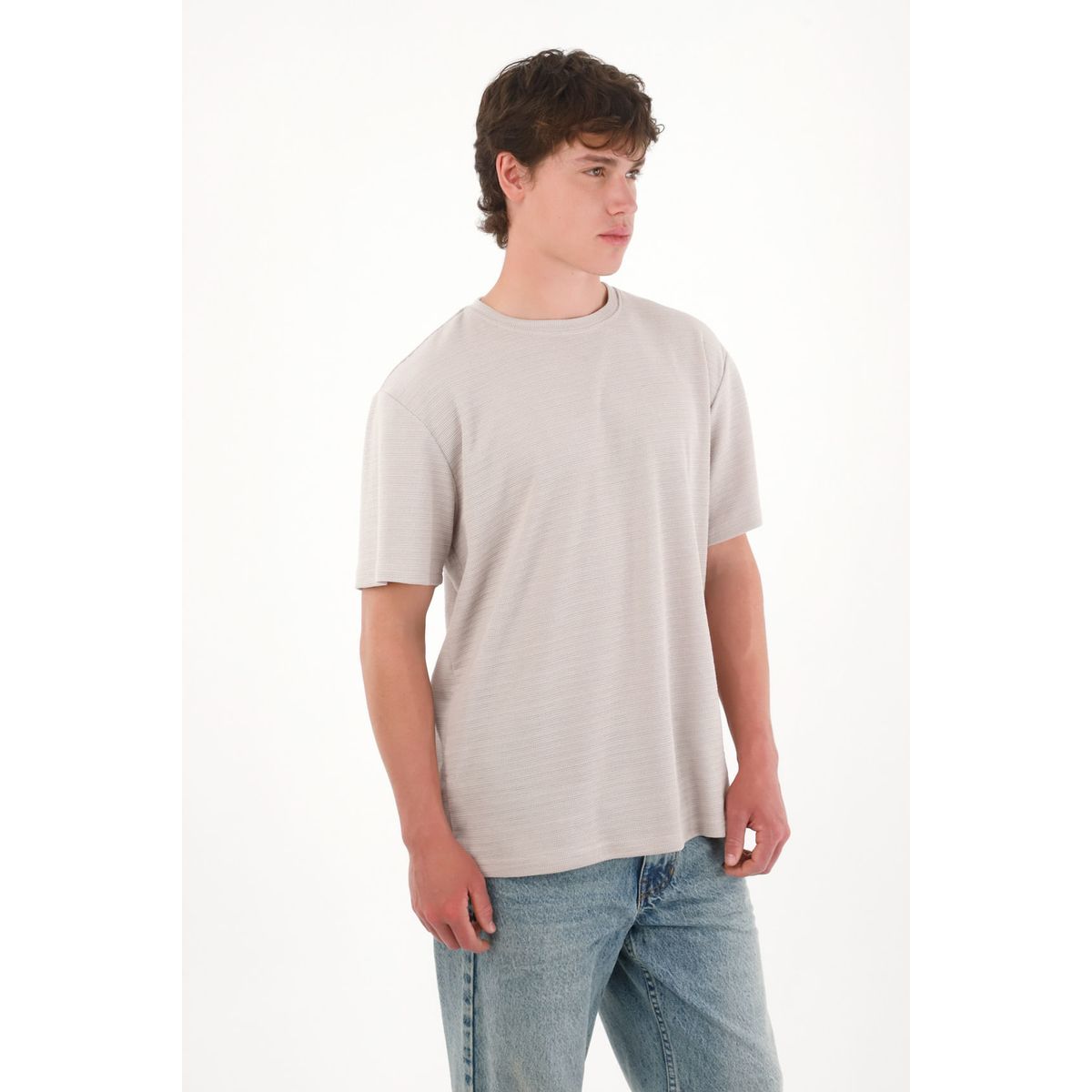 TENNIS - Camiseta básica de tela con textura café para hombre