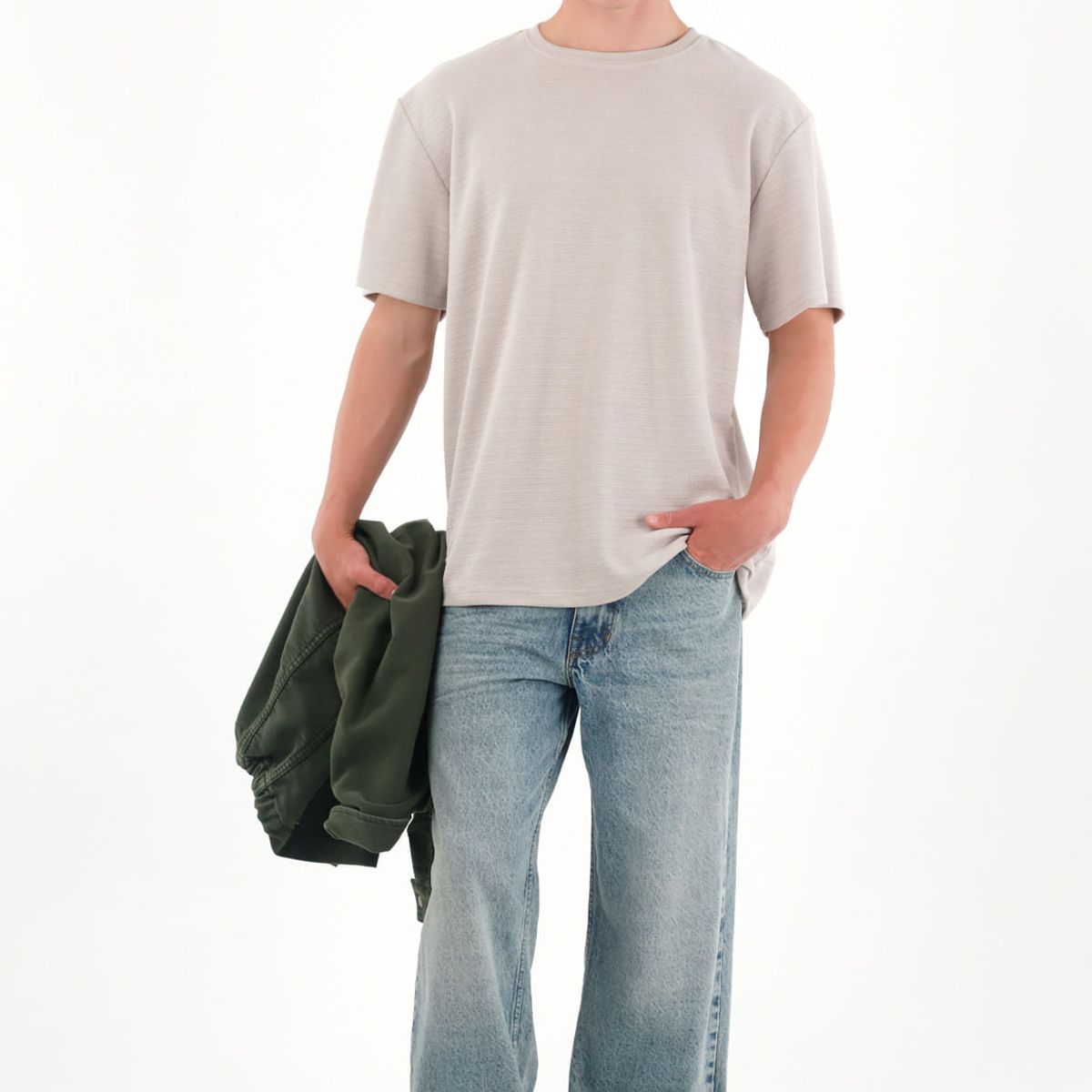 TENNIS - Camiseta básica de tela con textura café para hombre