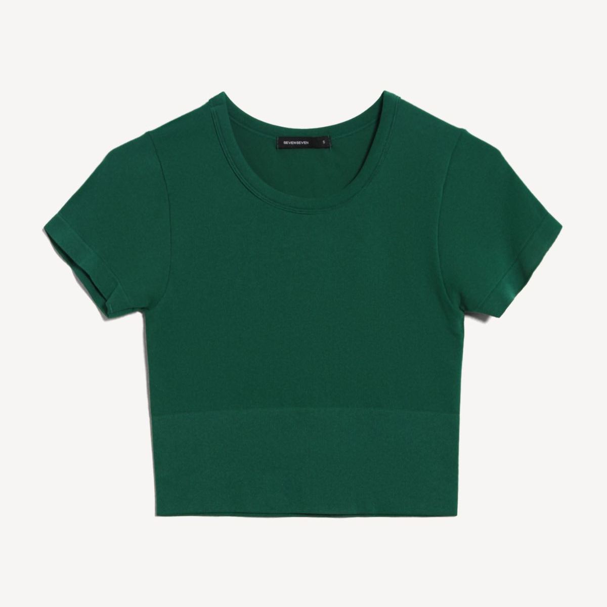 SEVEN SEVEN - Crop Top Ajustado Con Manga Corta  Para Mujer Verde Seven Seven