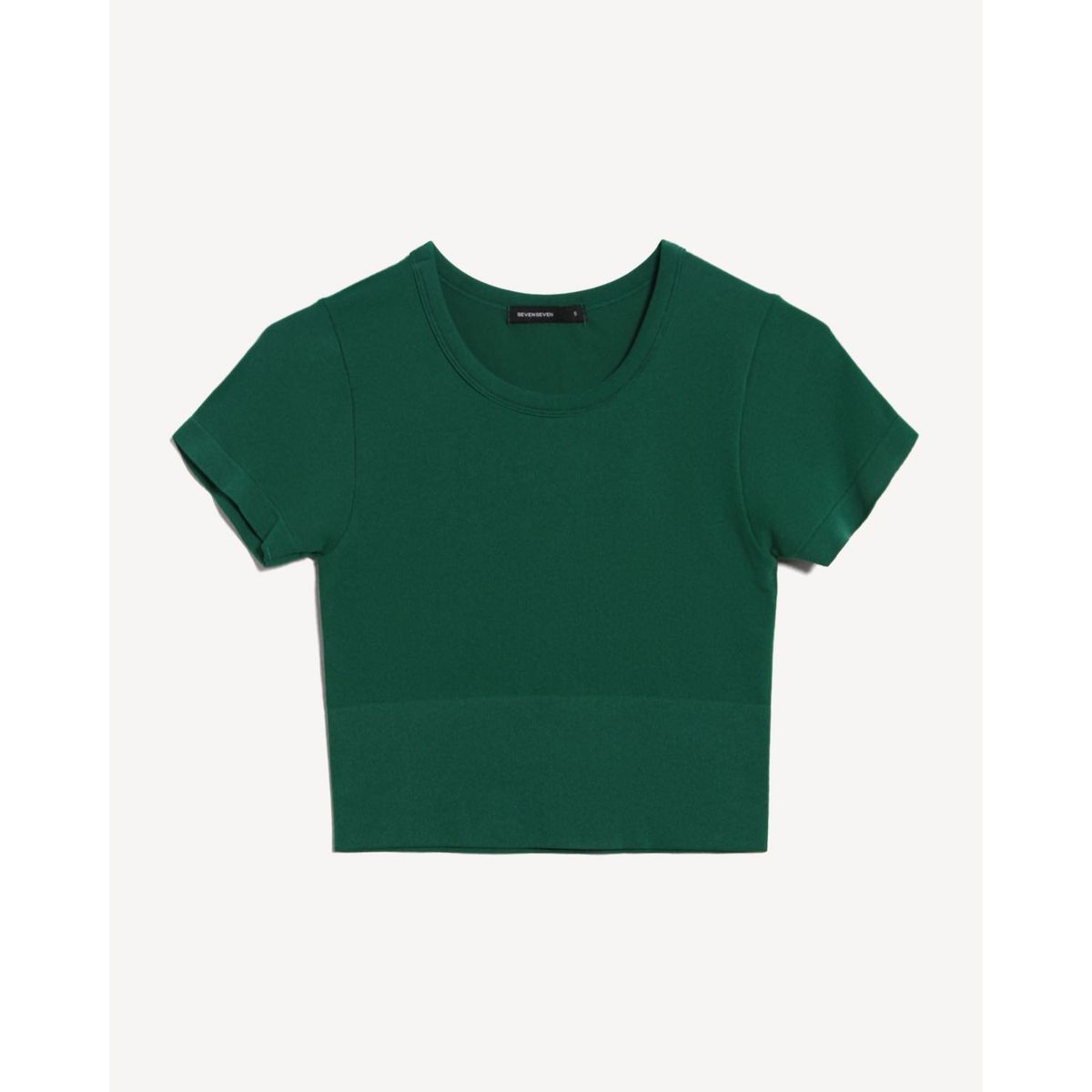 SEVEN SEVEN - Crop Top Ajustado Con Manga Corta  Para Mujer Verde Seven Seven