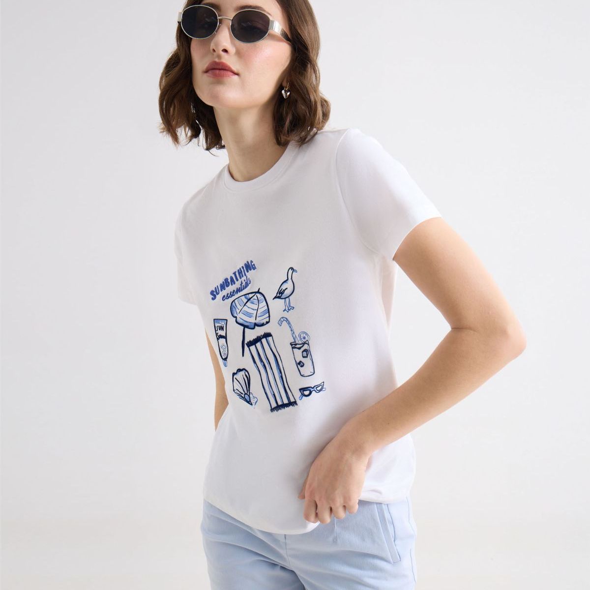 SEVEN SEVEN - Camiseta Para Mujer Manga Corta Cuello Redondo Color Marfil Marca Seven Seven #28096539