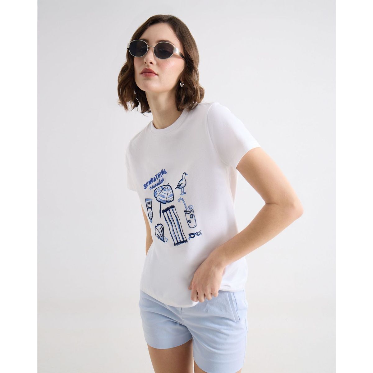 SEVEN SEVEN - Camiseta Para Mujer Manga Corta Cuello Redondo Color Marfil Marca Seven Seven #28096539