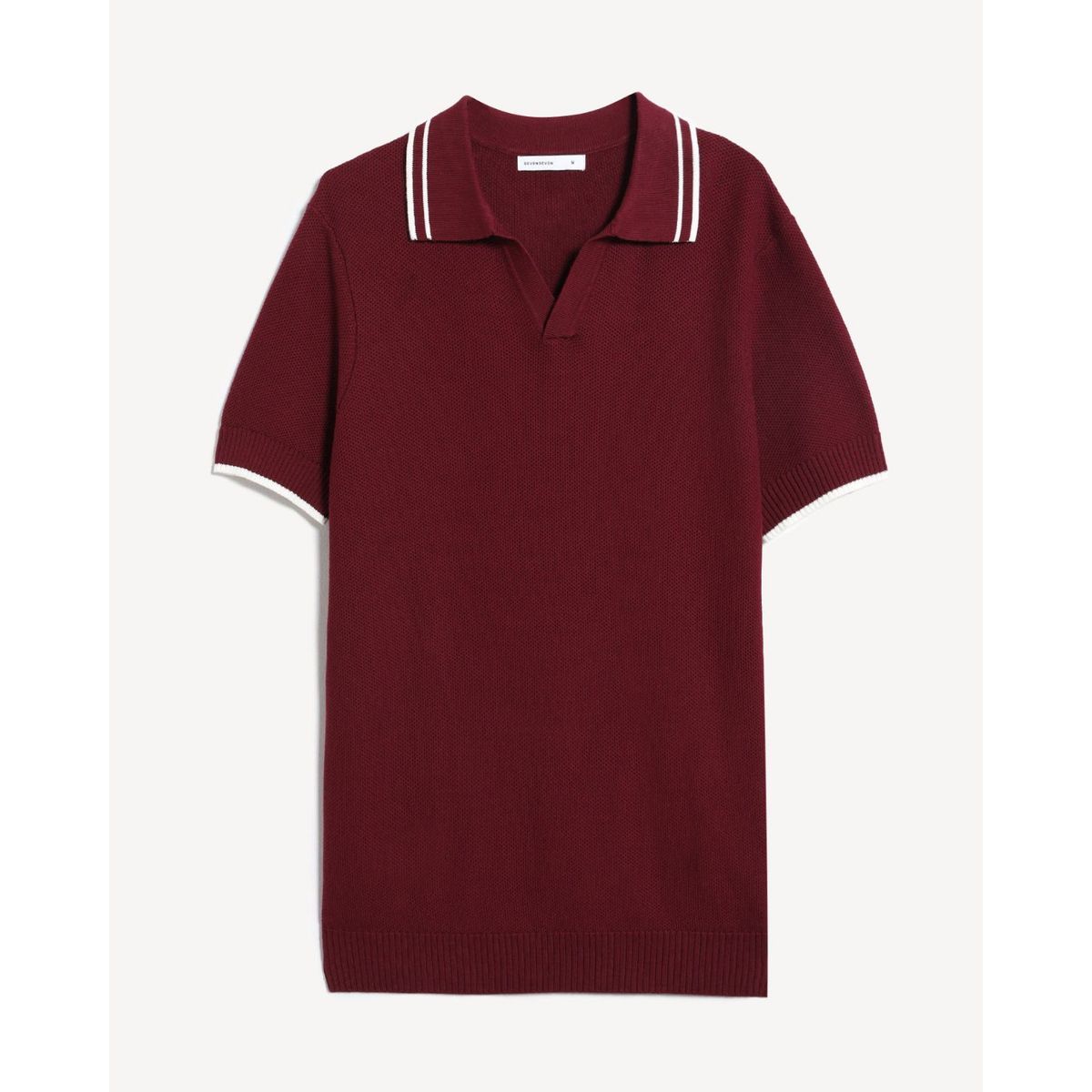 SEVEN SEVEN - Polo Para Hombre Cuello Tejido Sin Bolsillo Color Vino Marca Seven Seven #45110917