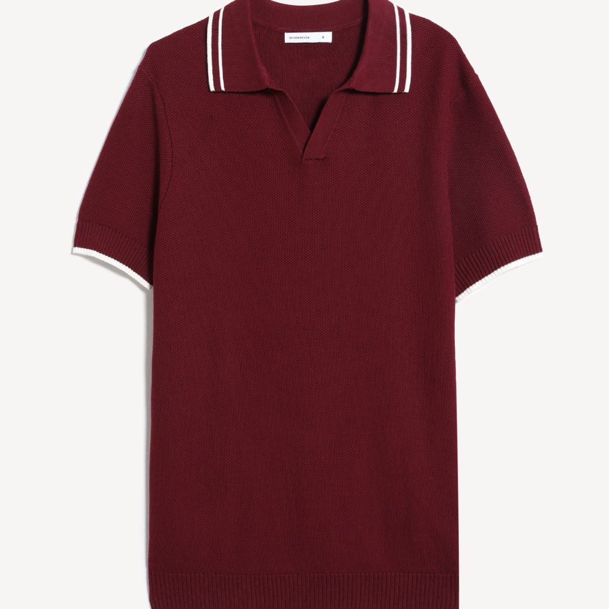 SEVEN SEVEN - Polo Para Hombre Cuello Tejido Sin Bolsillo Color Vino Marca Seven Seven #45110917