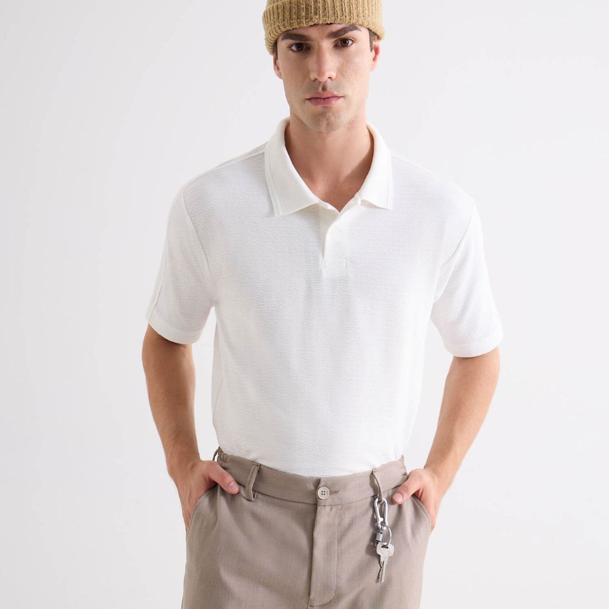 SEVEN SEVEN - Polo Para Hombre Cuello Maquina Sin Bolsillo Color Marfil Marca Seven Seven #45110944