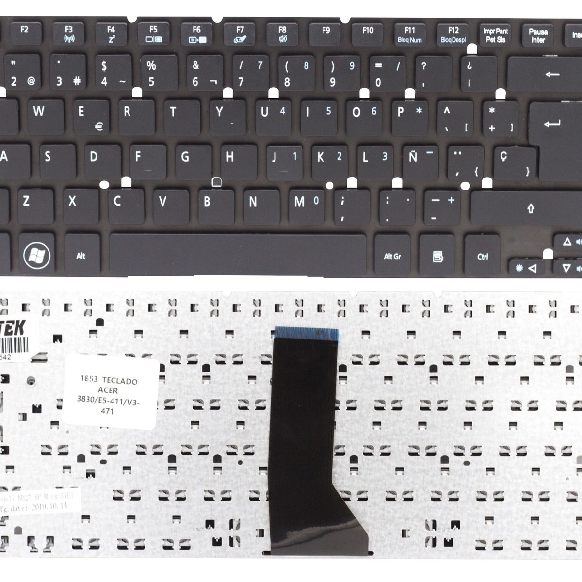 NEOTEK - Teclado Repuesto Para Acer Aspire 3830 E5-411 V3-471 Espanol