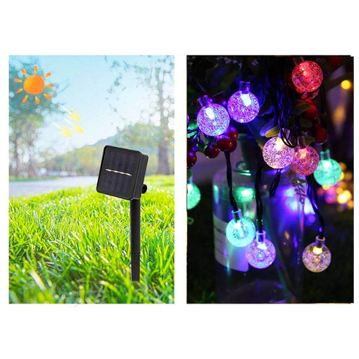 GENERICO - Lineal De Panel Solar Burbuja 50 Led 7,5mt Luces Navideñas Multicolor