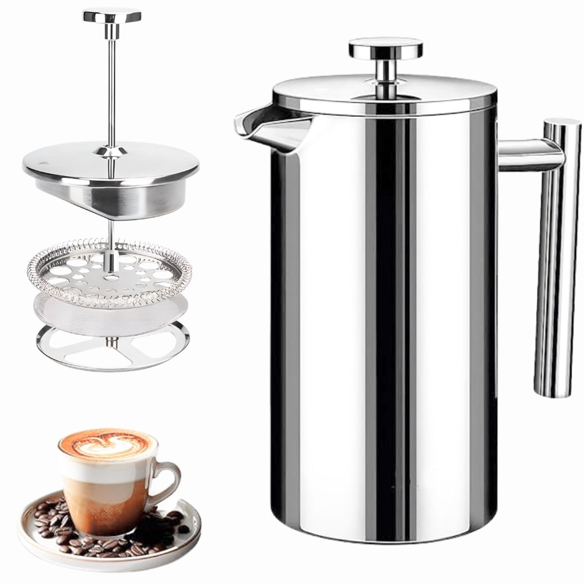 COLME TECHNOLOGY HOME - Cafetera Prensa Francesa En Acero Inoxidable 1 Litro