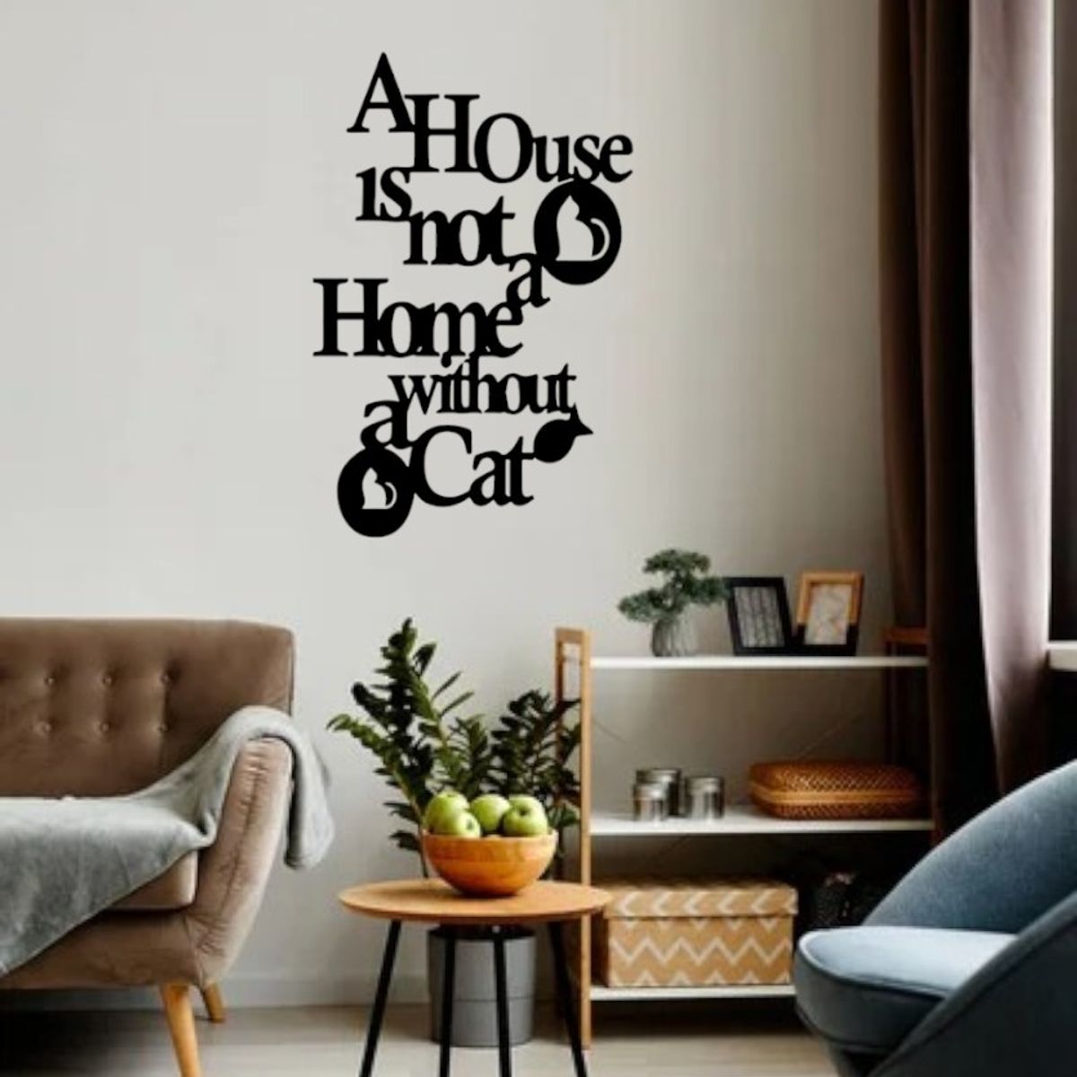 BEER EXPERIENCE LAB - Cuadro decoración pared frase gatos 60x40cm MDF Negro