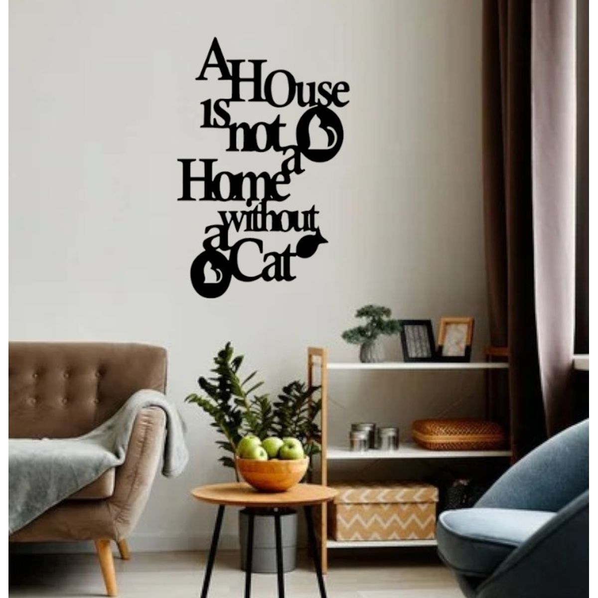 BEER EXPERIENCE LAB - Cuadro decoración pared frase gatos 60x40cm MDF Negro