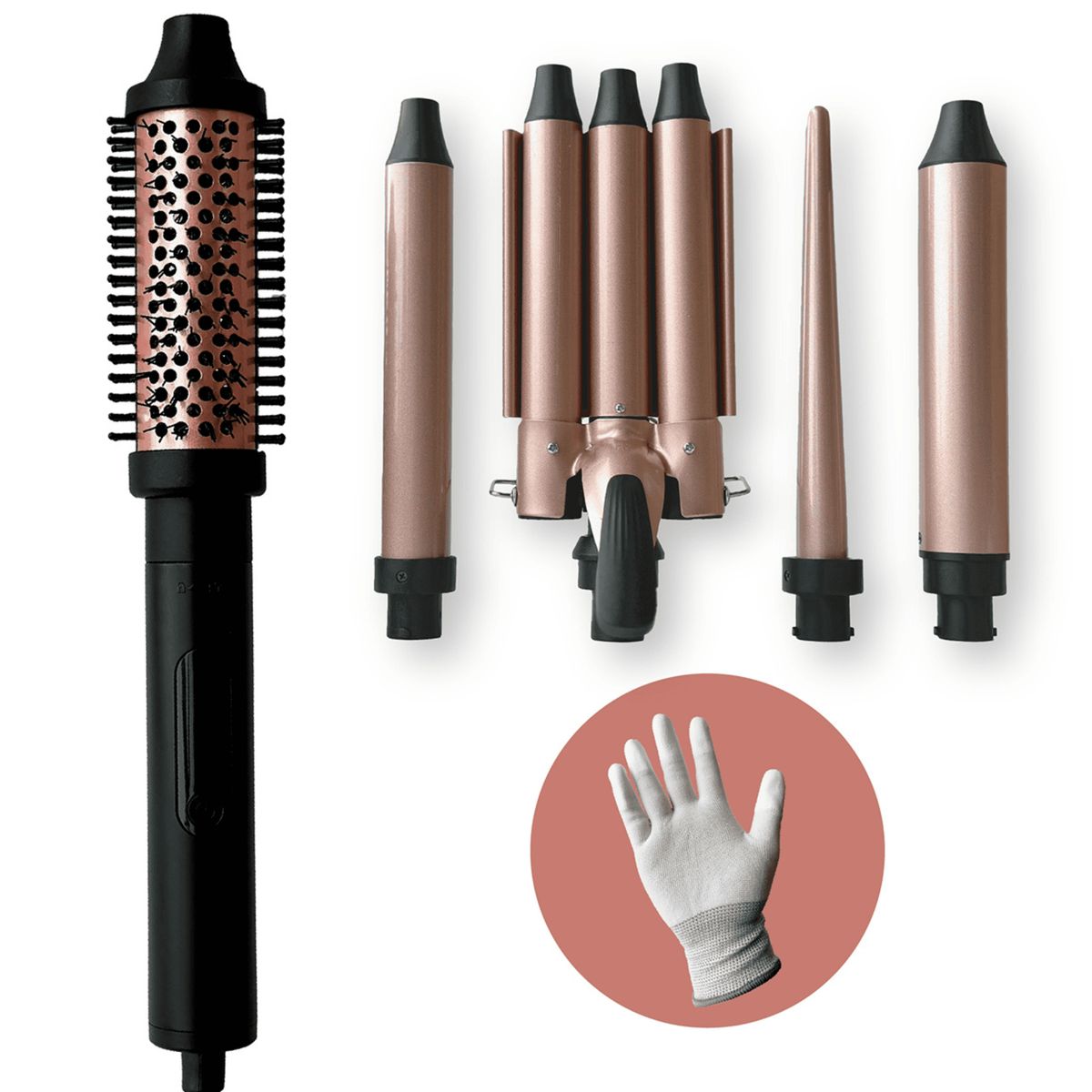 GENERICO - Kit Rizador para el Cabello 5 en 1 044B Turmalina