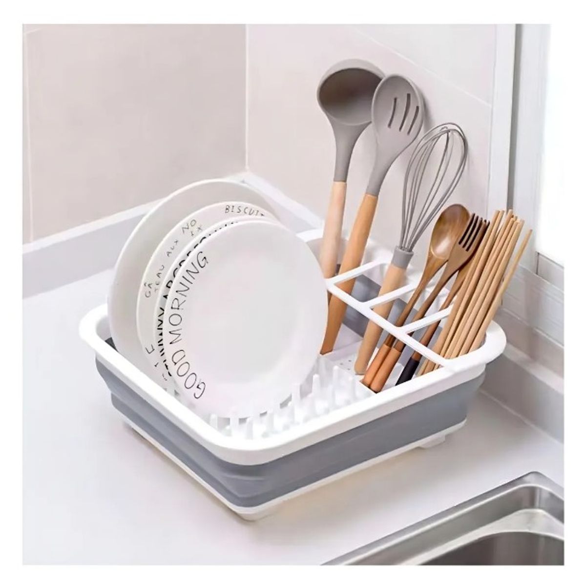 CHINA GLAZE - Escurridor de Platos PlegableFuncional y Compacto para Almacenamiento