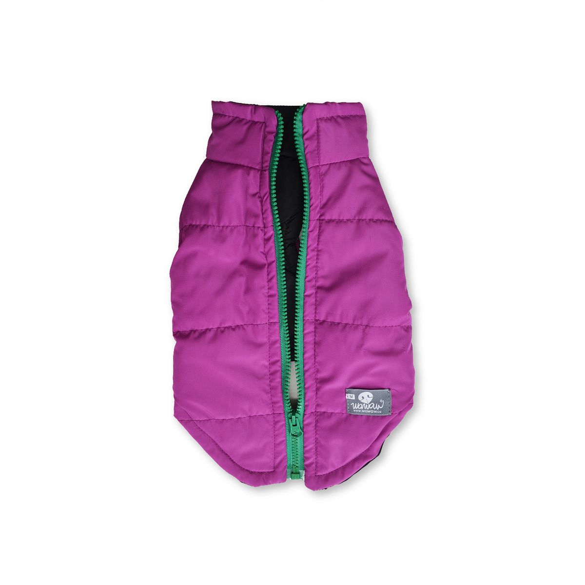 WAWAW - Chaleco XS morado cremallera verde pasto