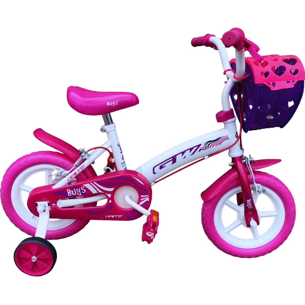 GW - Bicicleta Gw Bugs 12 Niños  2025 / 1 Velocidad Blanco - Rosa
