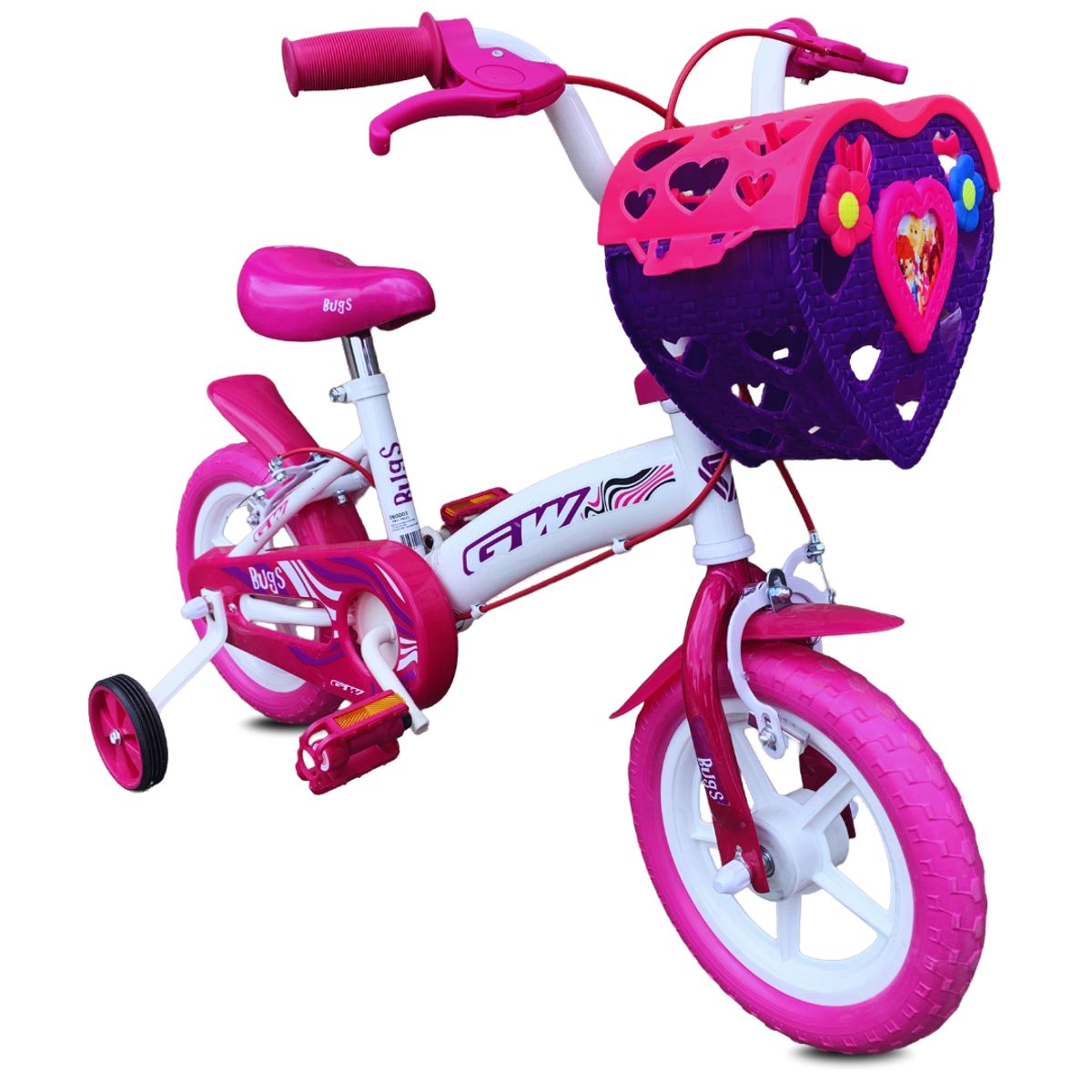 GW - Bicicleta Gw Bugs 12 Niños  2025 / 1 Velocidad Blanco - Rosa