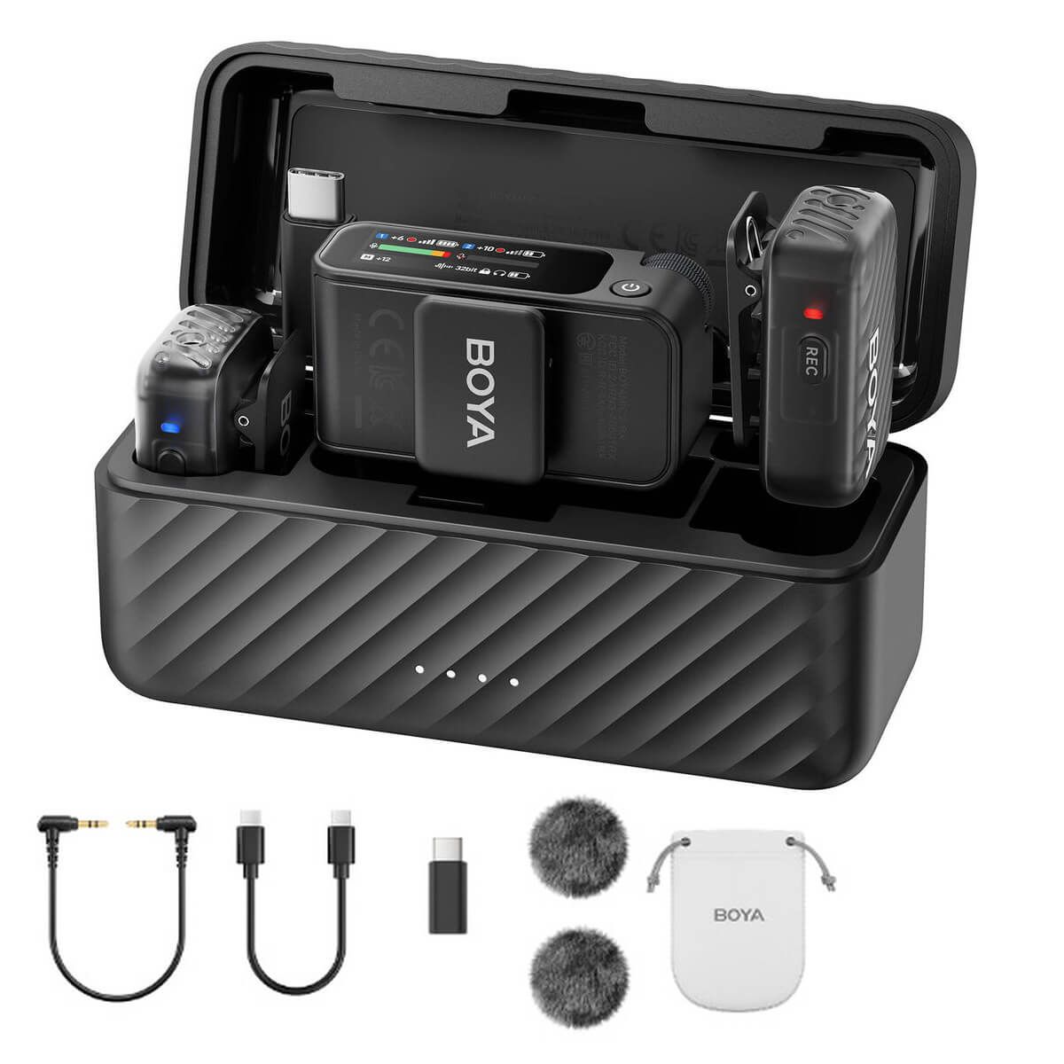 BOYA - Micrófonos Inalámbricos BOYAMIC 2-02 con Inteligencia Artificial