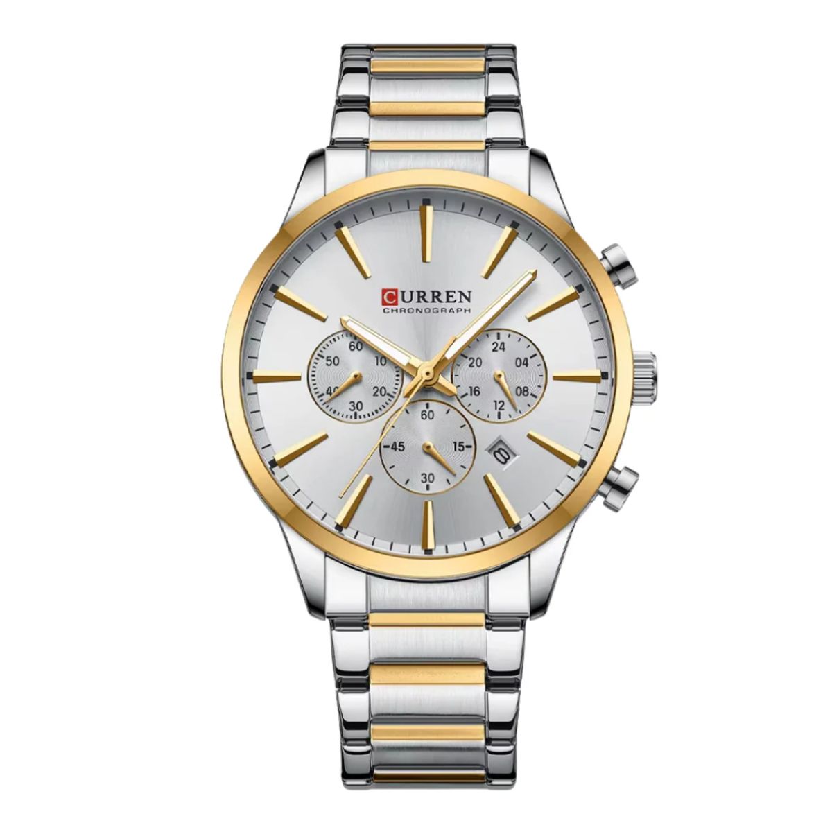 CURREN - Reloj Curren 8435 Cronógrafo En Acero Para Hombre Plateado - Blanco