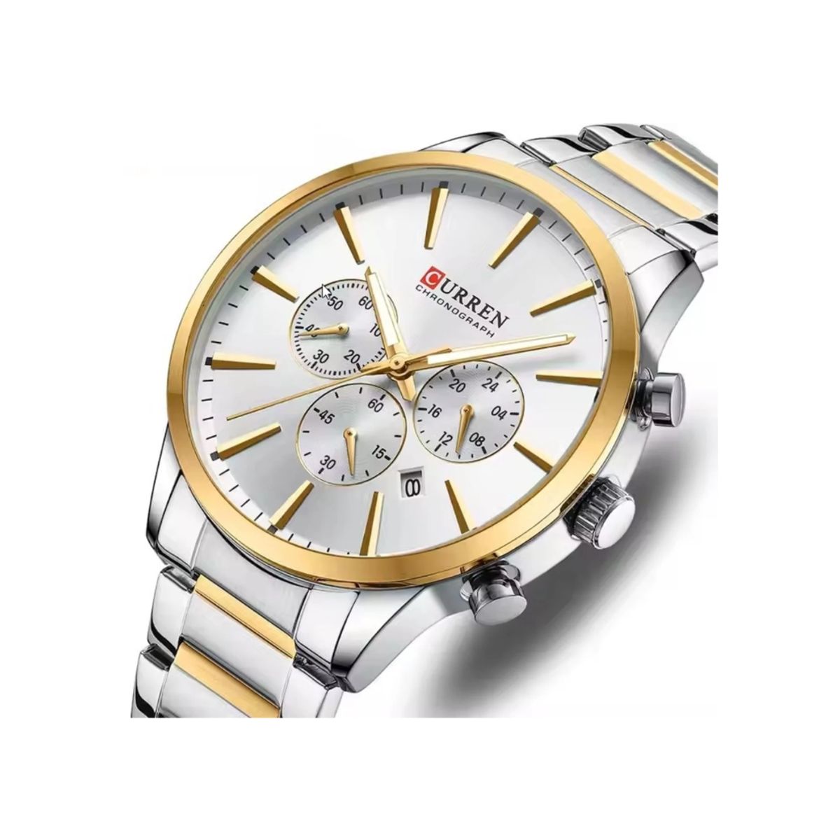CURREN - Reloj Curren 8435 Cronógrafo En Acero Para Hombre Plateado - Blanco