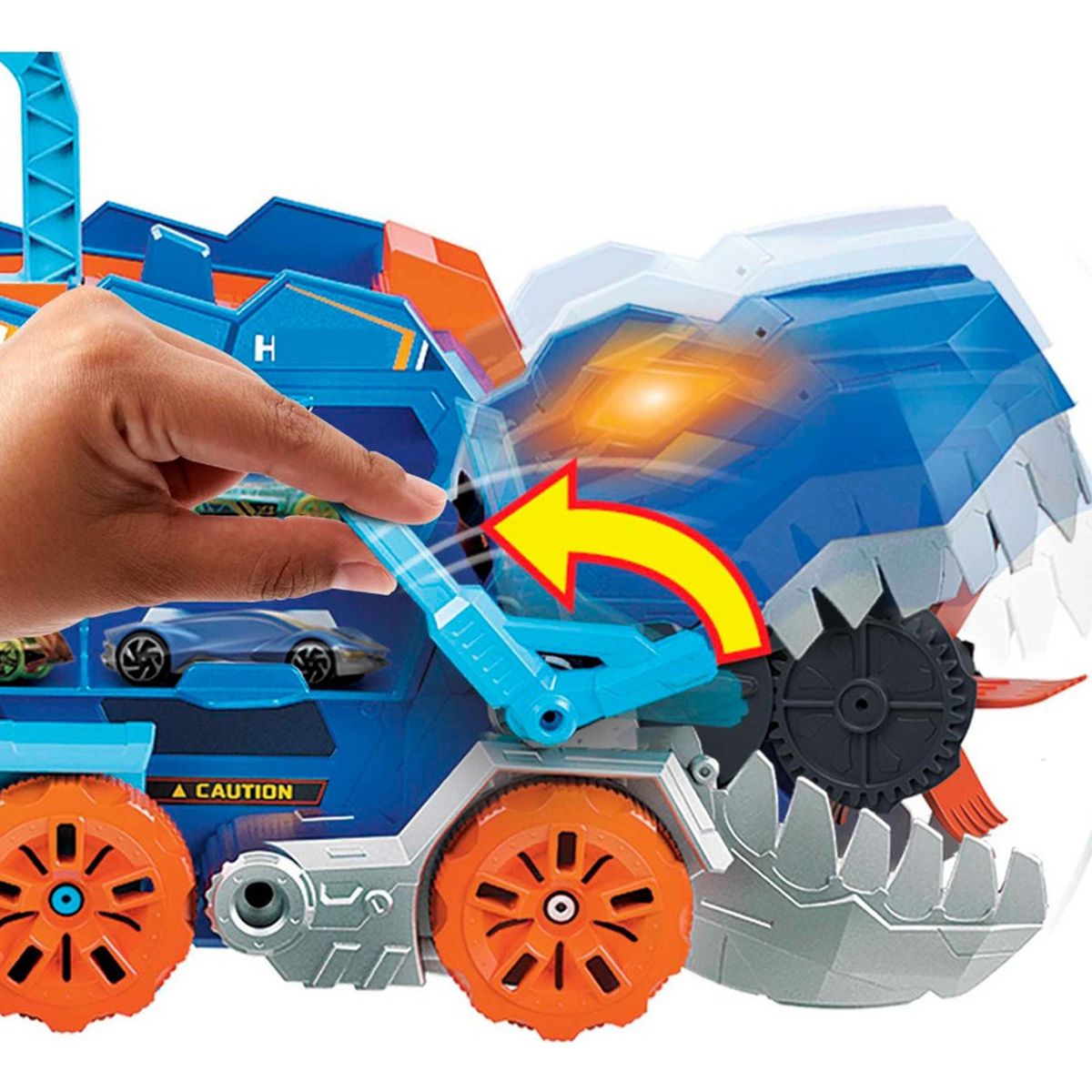 HOT WHEELS - Hot Wheels City Pista De Juguete Súper Remolque De T-rex