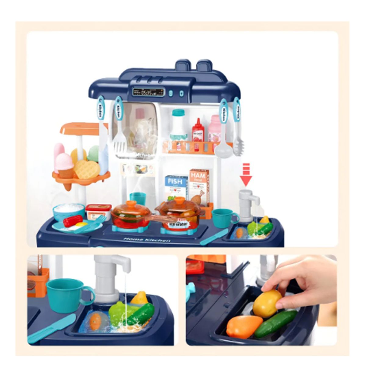 GENERICO - Cocina De Juguete Para Niños Cocina Con Luzy Pequeña Azul