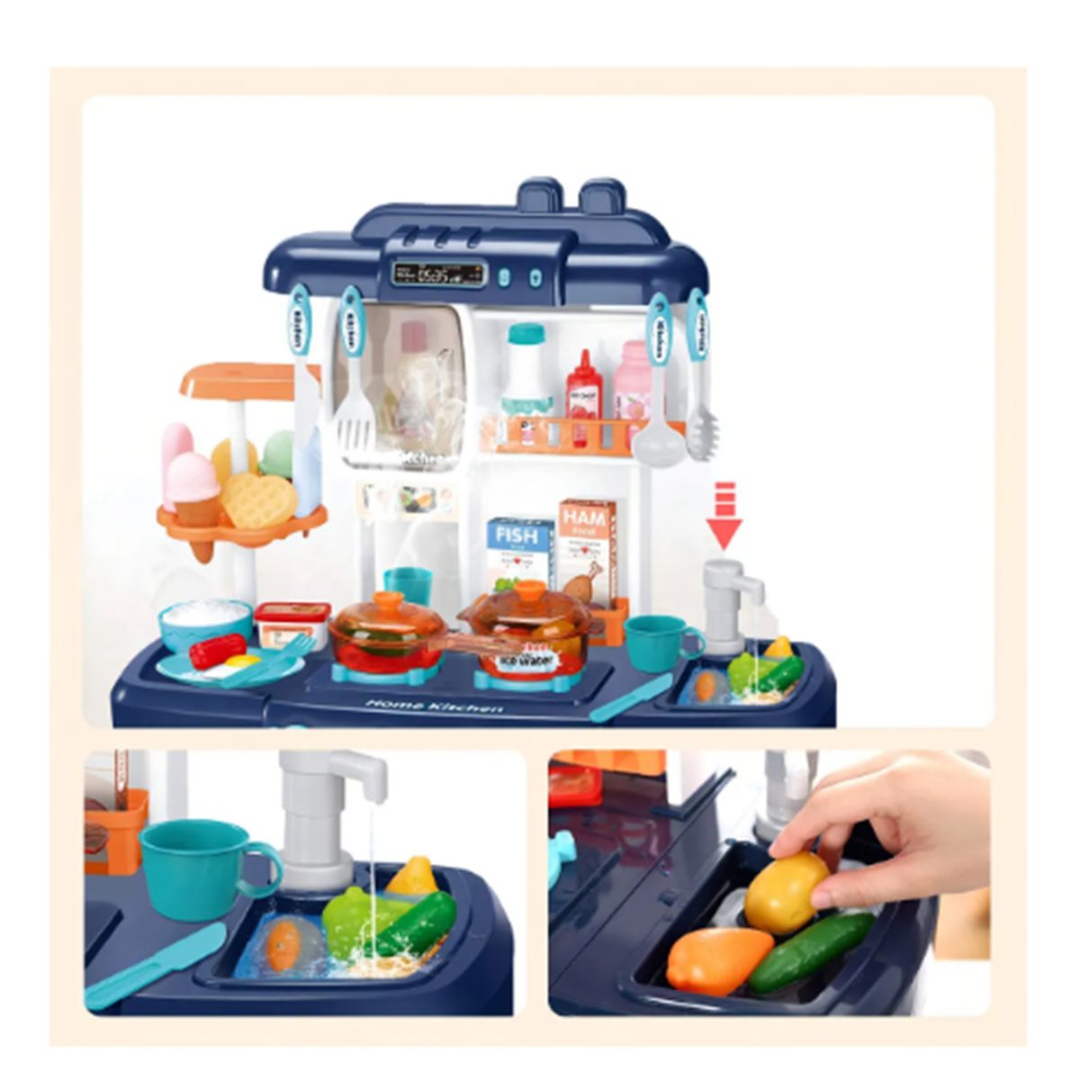 GENERICO - Cocina De Juguete Para Niños Cocina Con Luzy Pequeña Azul