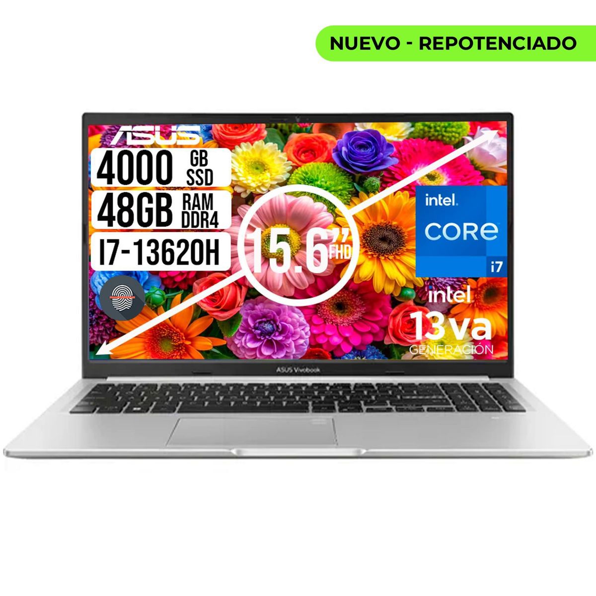 ASUS - PORTATIL ASUS VIVOBOOK INTEL I7-13620H SSD 4TB RAM 48GB LCD 15,6 FHD