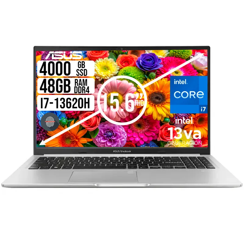 ASUS - PORTATIL ASUS VIVOBOOK INTEL I7-13620H SSD 4TB RAM 48GB LCD 15,6 FHD