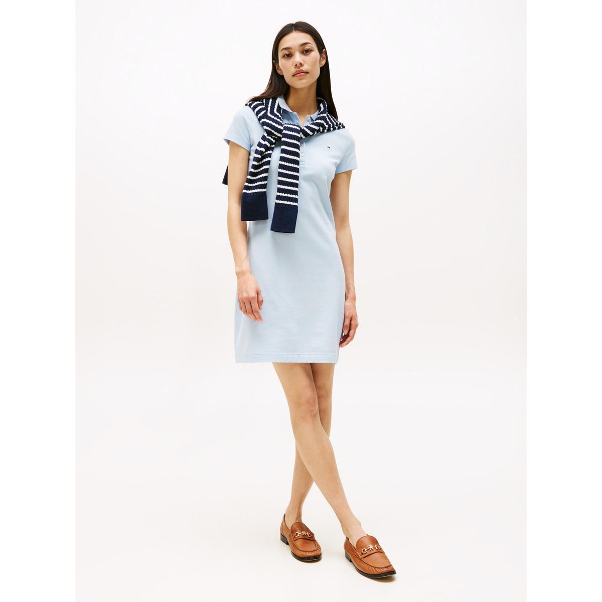 TOMMY HILFIGER - Vestido celeste tipo polo de corte slim Tommy Hilfiger