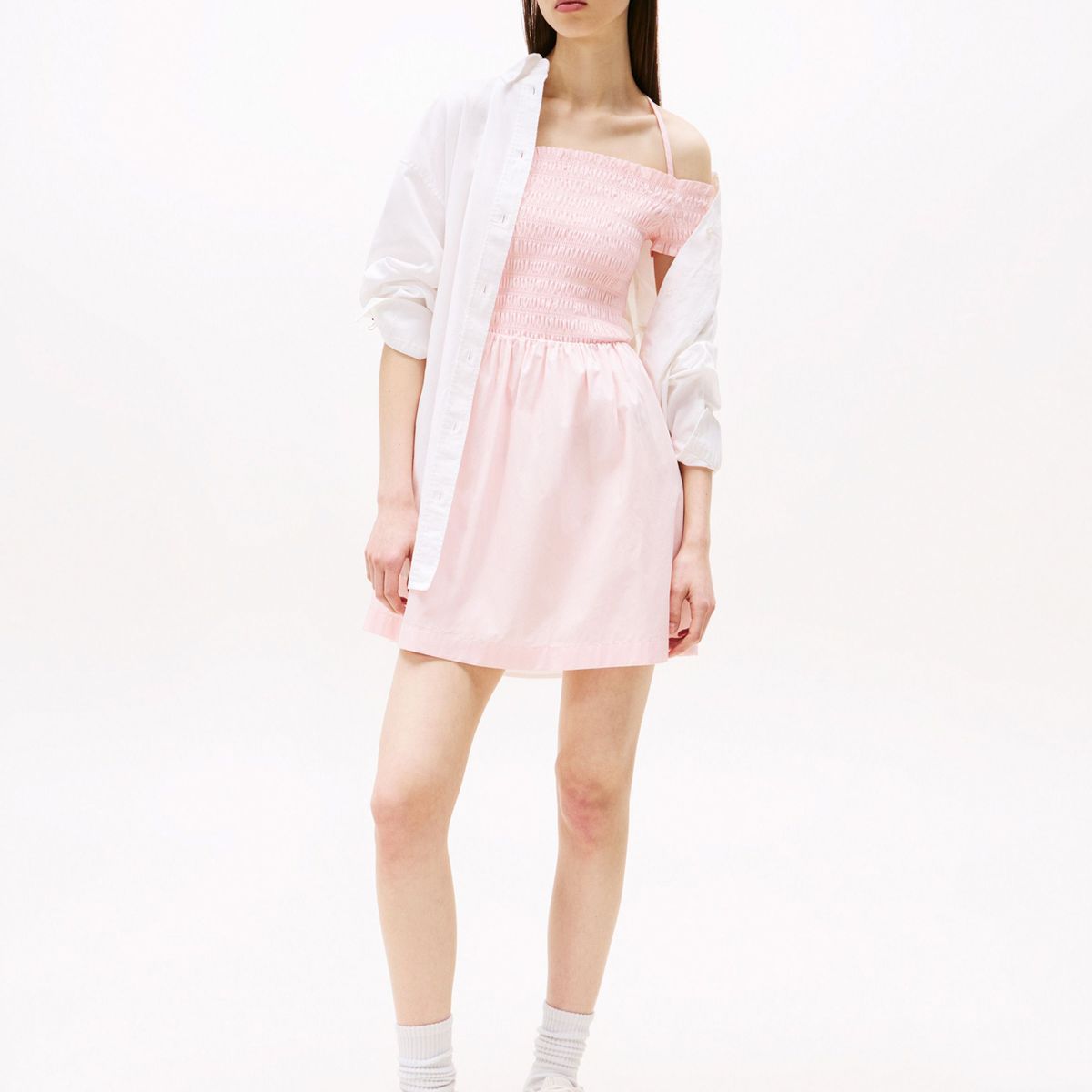 TOMMY HILFIGER - Vestido multicolor corto evasé de cuello halter Tommy Jeans