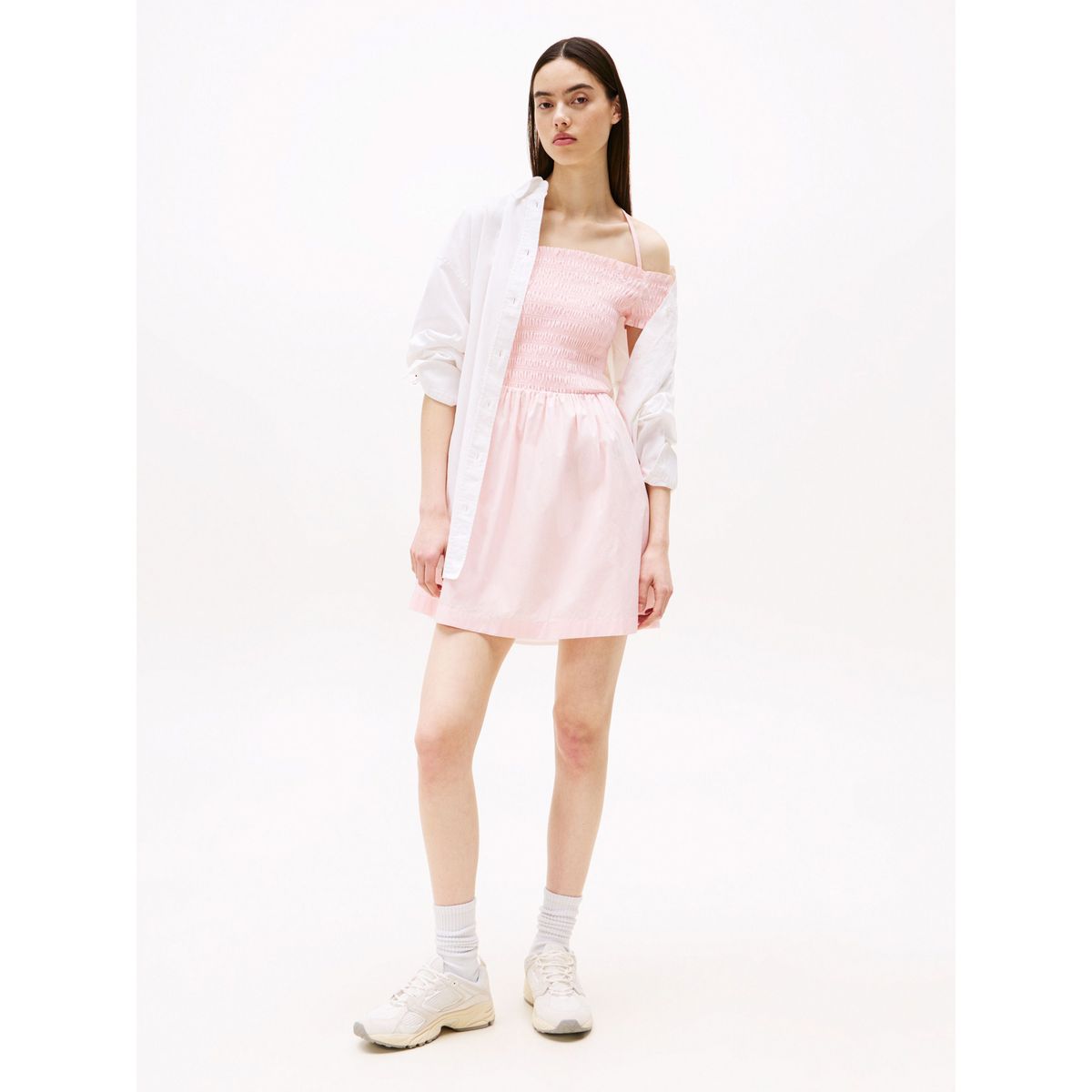 TOMMY HILFIGER - Vestido multicolor corto evasé de cuello halter Tommy Jeans