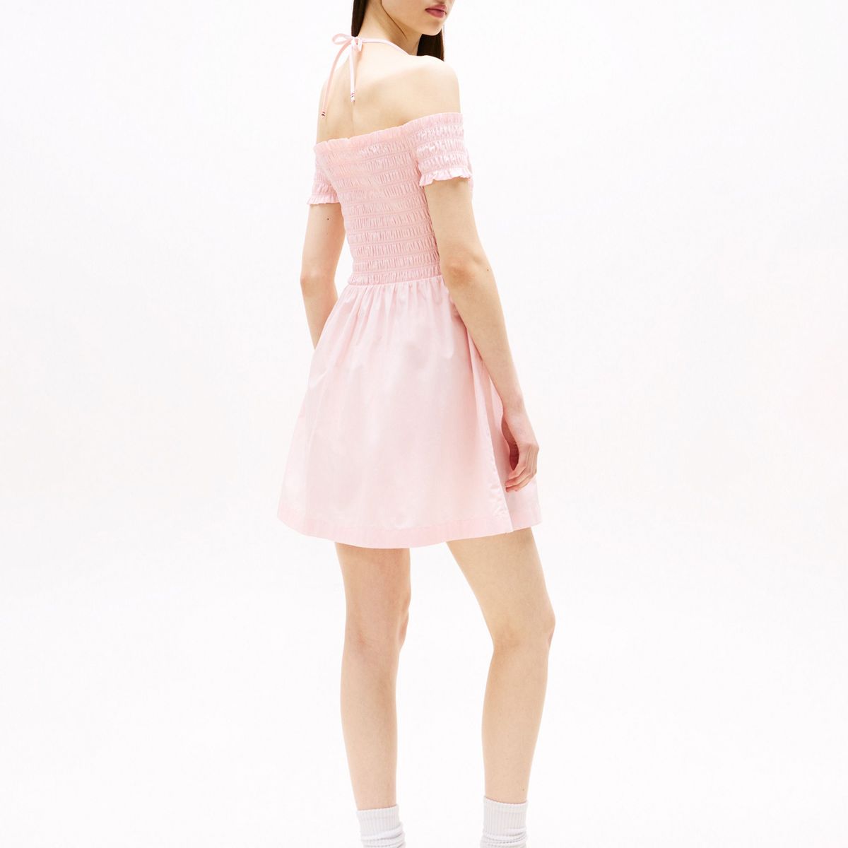 TOMMY HILFIGER - Vestido multicolor corto evasé de cuello halter Tommy Jeans