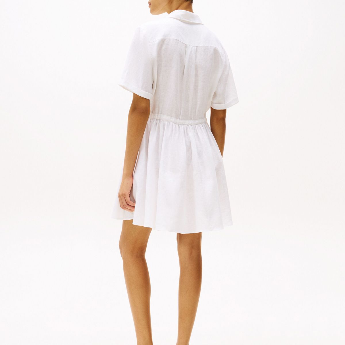 TOMMY HILFIGER - Minivestido blanco camisero de puro lino Tommy Hilfiger