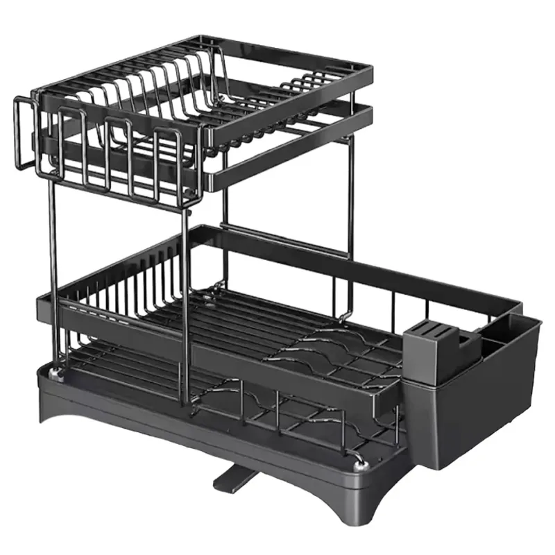 GENERICO - Seca Plato Acero Inoxidable 42 Cm Escurridor Color Negro