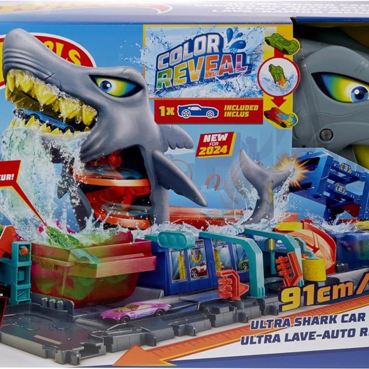 HOT WHEELS - Pista Hot Wheels City Mega Rapid Ultra Shark Wash
