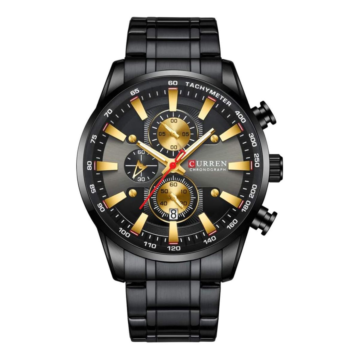 CURREN - Reloj Curren 8351 Cronógrafo En Acero Para Hombre Negro
