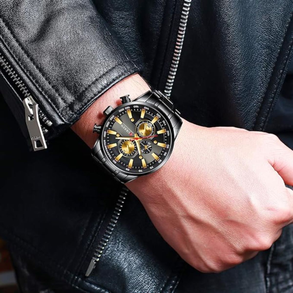 CURREN - Reloj Curren 8351 Cronógrafo En Acero Para Hombre Negro