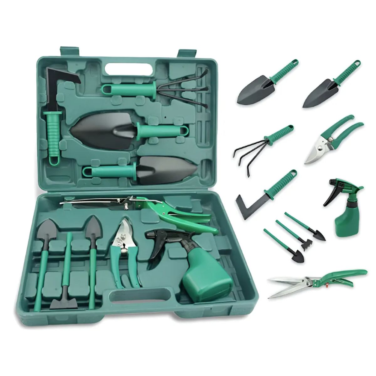 GENERICO - Kit Herramientas De Jardineria X10 Piezas + Estuche