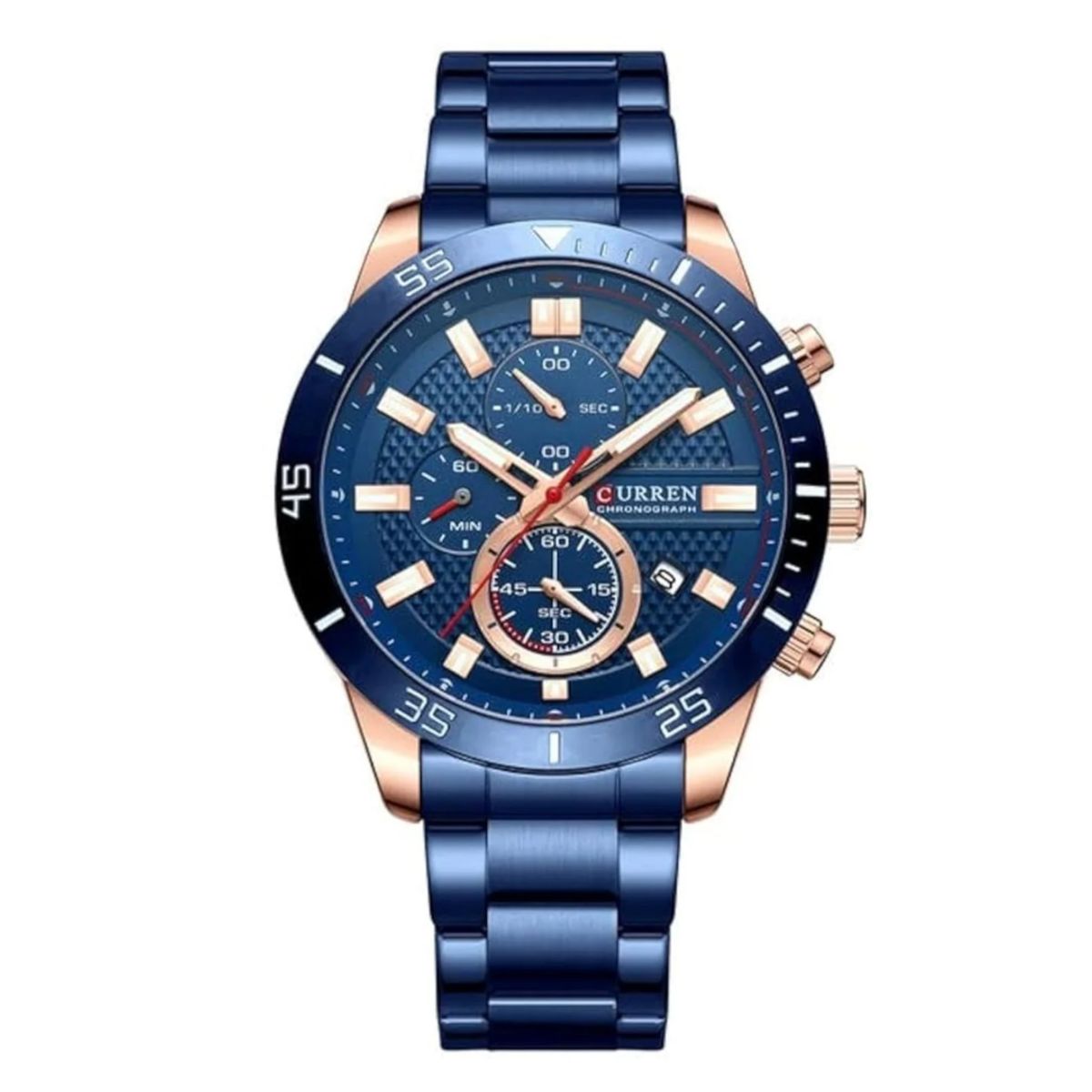 CURREN - Reloj Curren 8417 Cronógrafo En Acero Para Hombre Azul