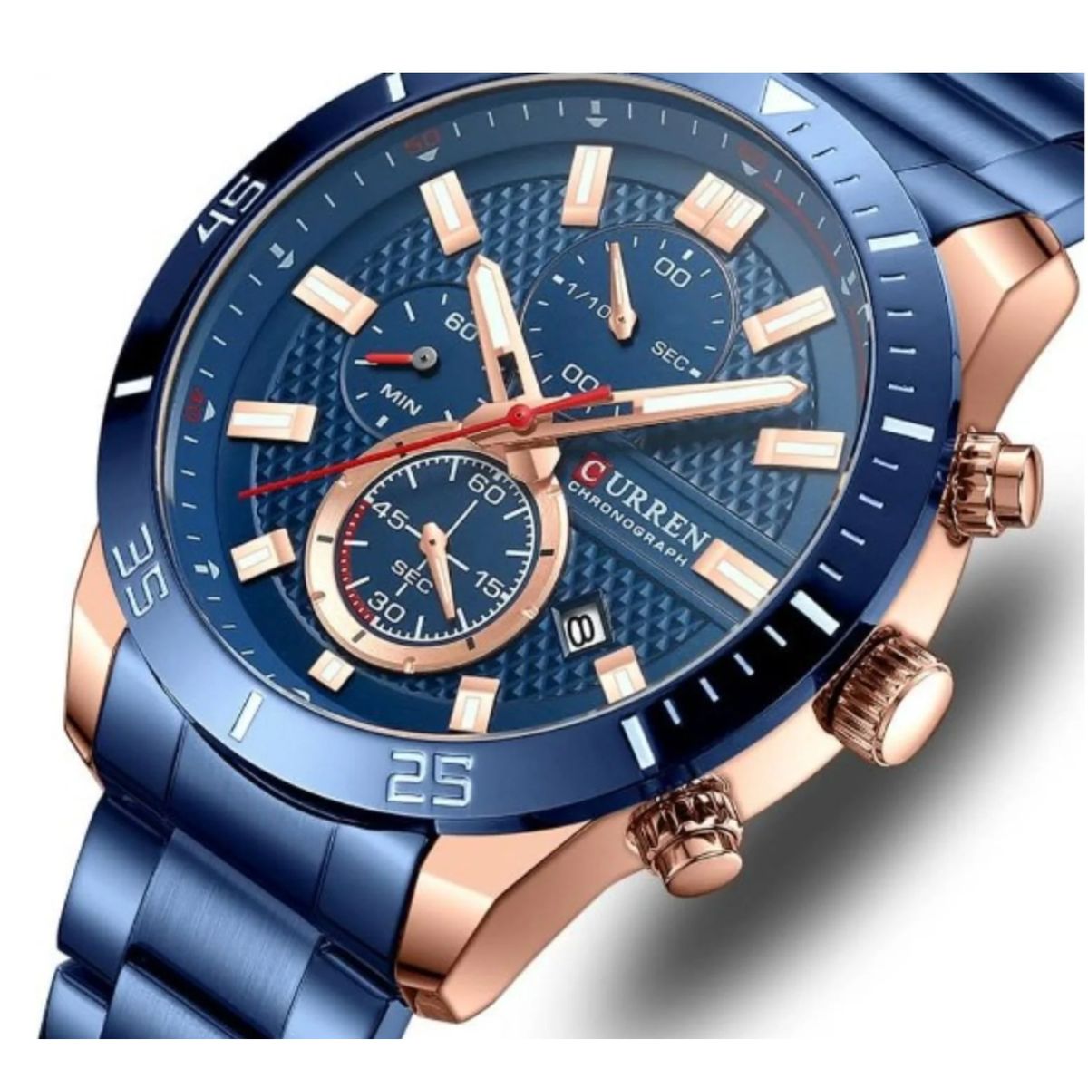 CURREN - Reloj Curren 8417 Cronógrafo En Acero Para Hombre Azul