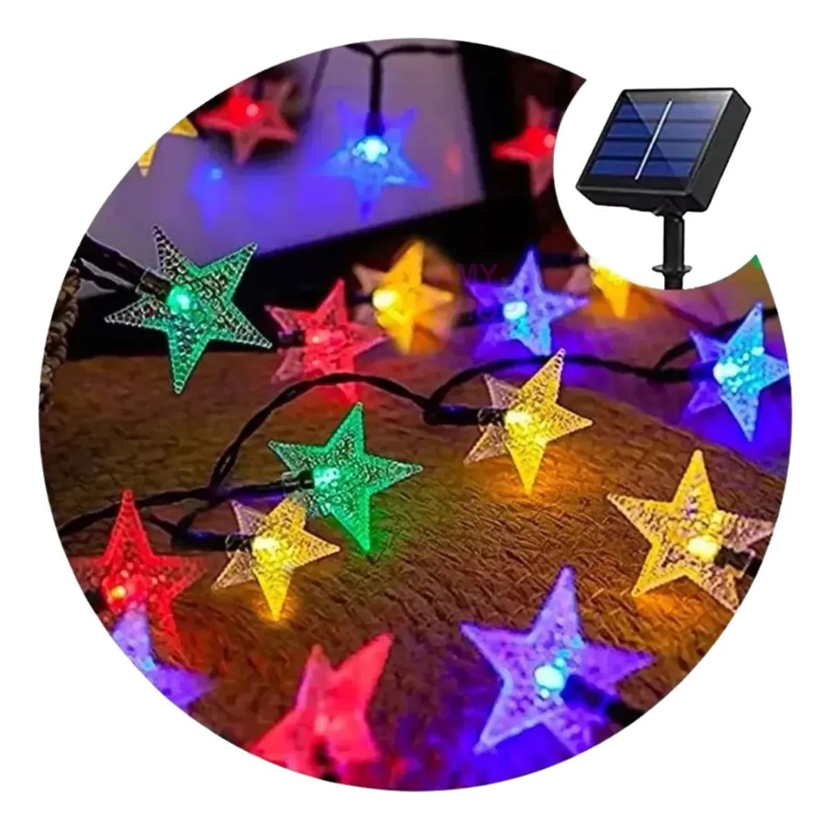 GENERICO - Lineal De Panel Solar Estrellitas 50 Led 7,5mt Luces Navideñas Multicolor