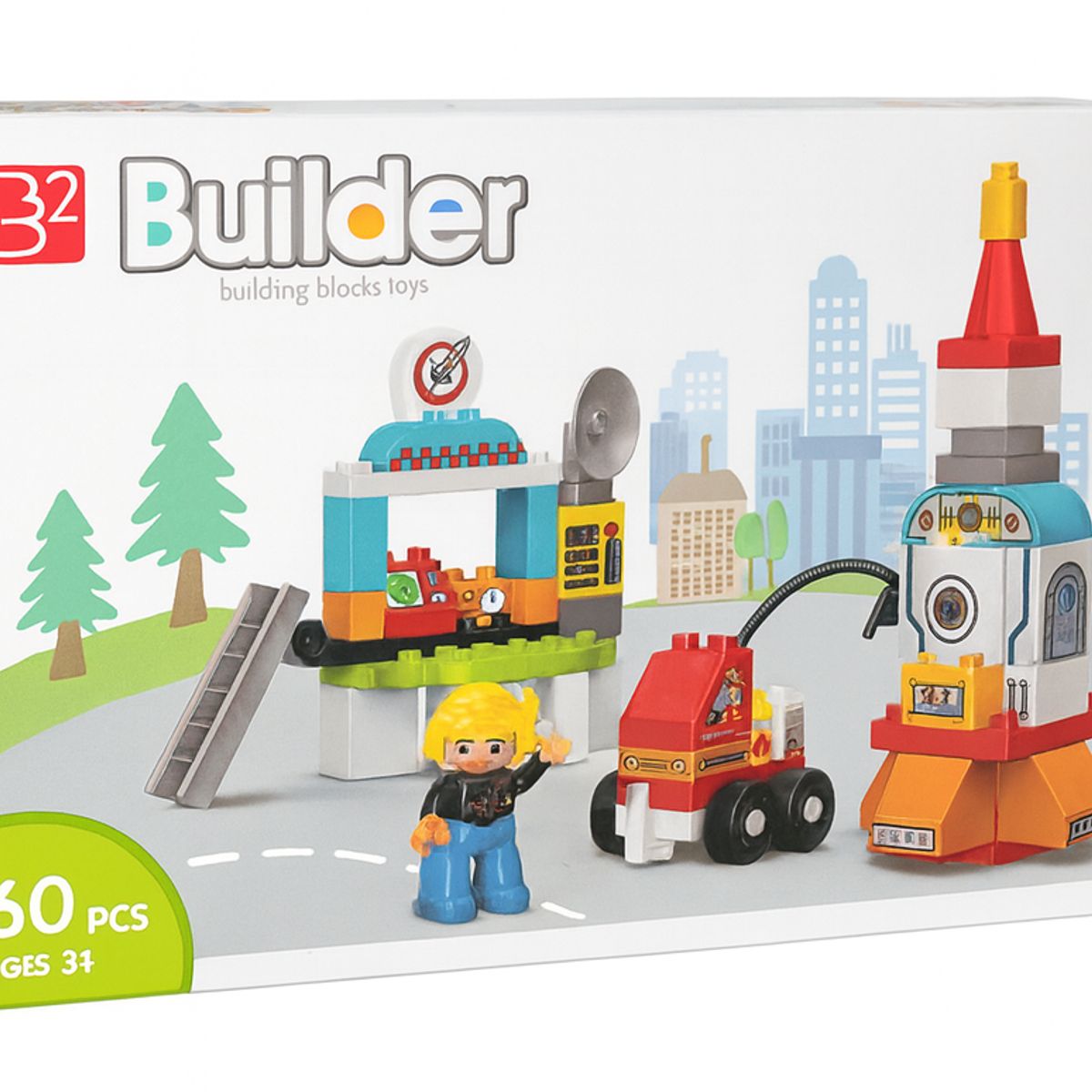 JUGANDO Y EDUCANDO - Bloques De Construcción Cohete Espacial 60 Piezas Para Niños