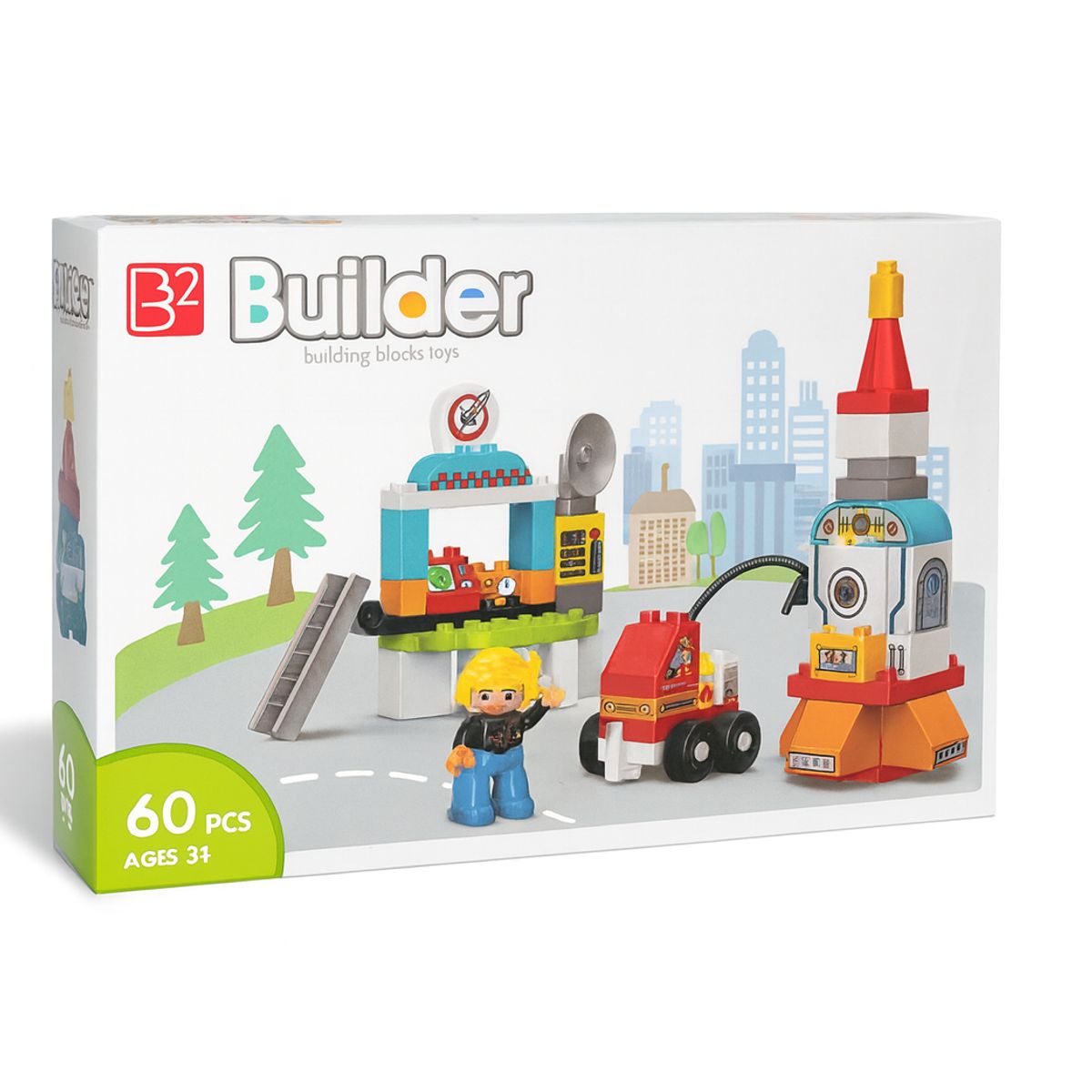 JUGANDO Y EDUCANDO - Bloques De Construcción Cohete Espacial 60 Piezas Para Niños