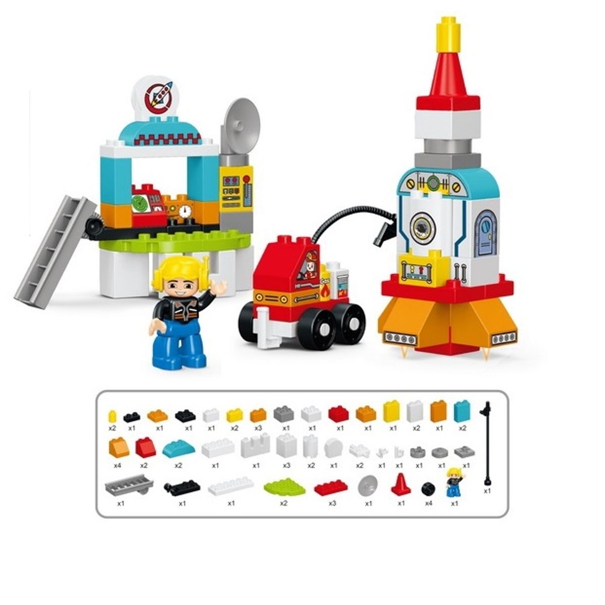 JUGANDO Y EDUCANDO - Bloques De Construcción Cohete Espacial 60 Piezas Para Niños