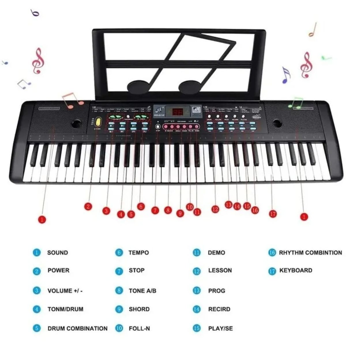 GENERICO - Organeta Piano Teclado Para Niños Niñas 61 teclas 76 cm