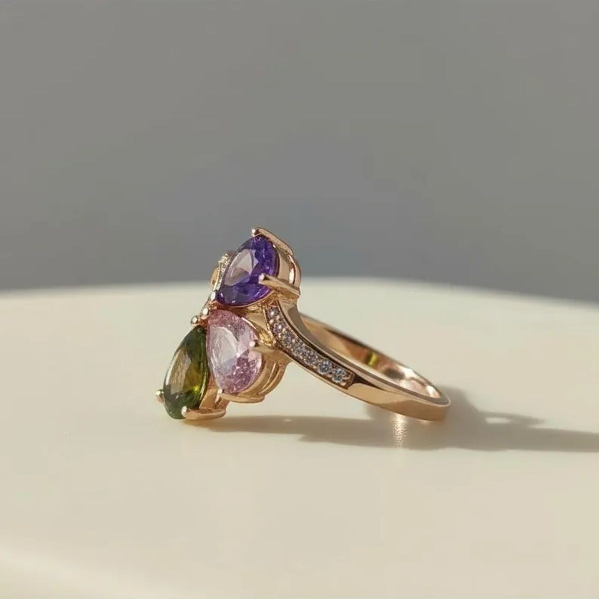 VERAMOREST - Anillo Tricolor Aurora Con Zirconias Veramorest